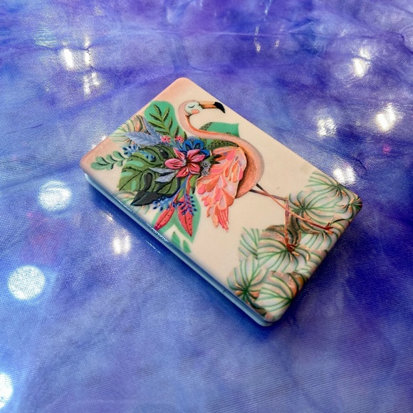 Tropical Flamingo Compact Mirror Makeup Kitschy Graphic y2k Inspired Novelty - Picture 1 of 4